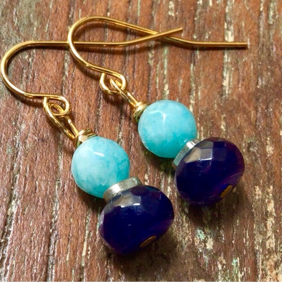 Aquamarine Sapphire Sundance Charm Earrings - Picture 3 of 5